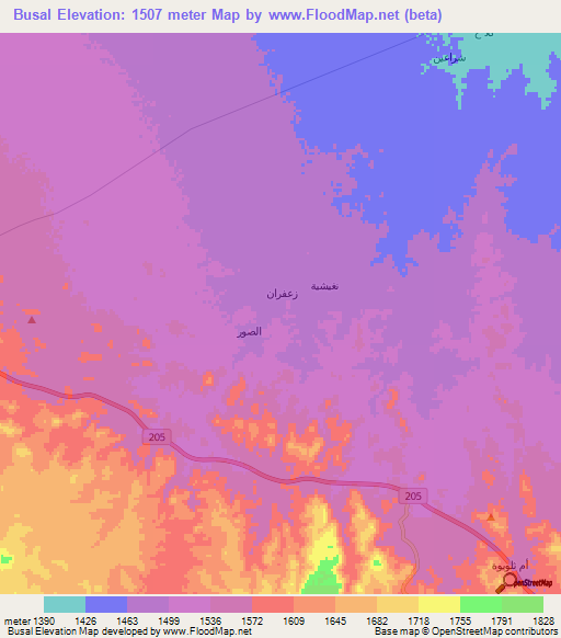 Busal,Saudi Arabia Elevation Map