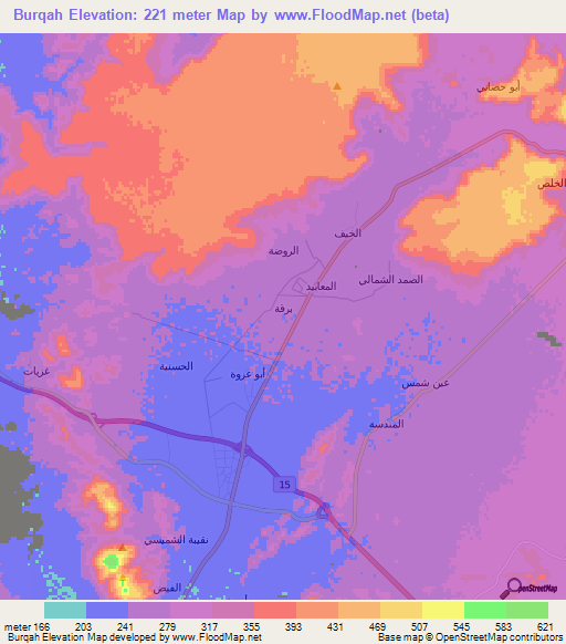 Burqah,Saudi Arabia Elevation Map