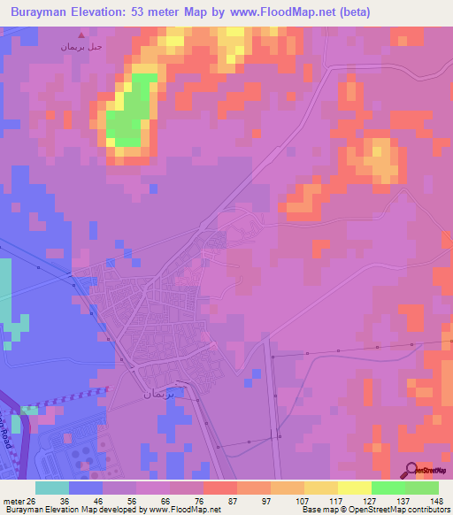 Burayman,Saudi Arabia Elevation Map