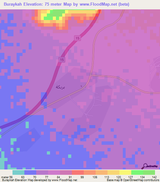 Buraykah,Saudi Arabia Elevation Map