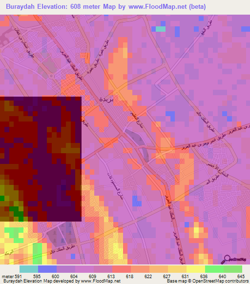 Buraydah,Saudi Arabia Elevation Map