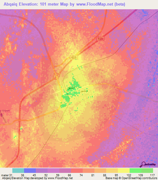 Abqaiq,Saudi Arabia Elevation Map