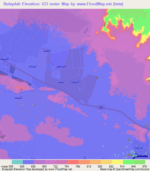 Bulaydah,Saudi Arabia Elevation Map