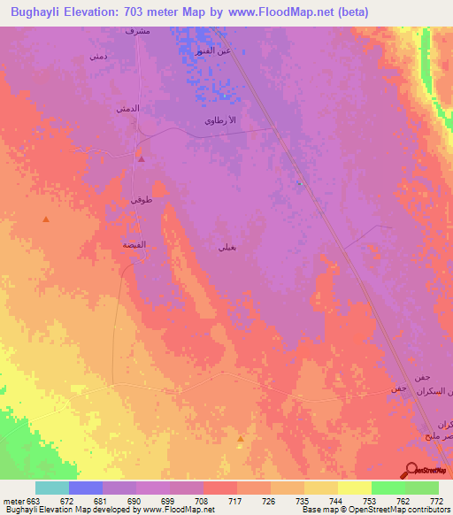 Bughayli,Saudi Arabia Elevation Map