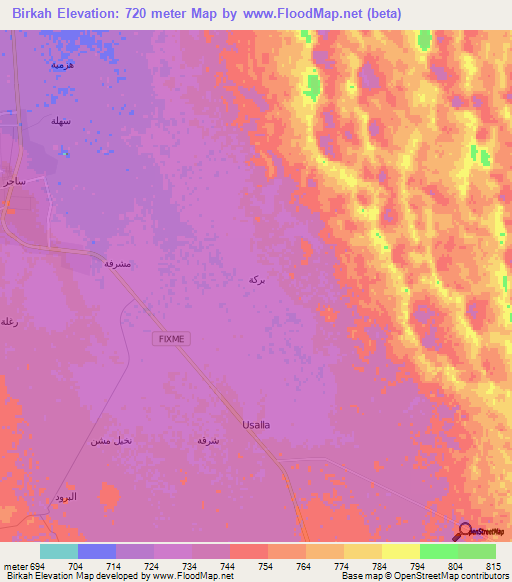 Birkah,Saudi Arabia Elevation Map