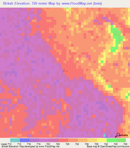 Birkah,Saudi Arabia Elevation Map