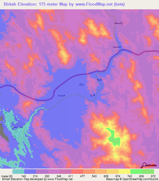 Birkah,Saudi Arabia Elevation Map