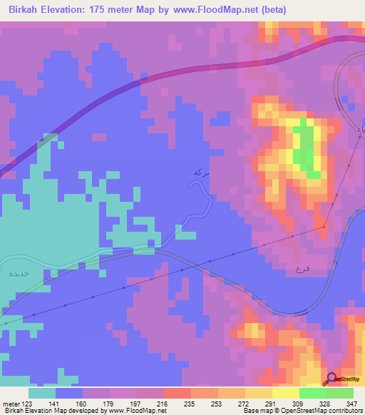 Birkah,Saudi Arabia Elevation Map