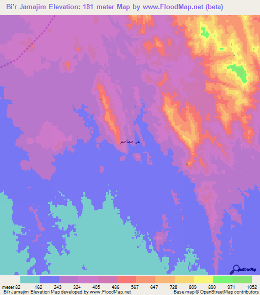 Bi'r Jamajim,Saudi Arabia Elevation Map