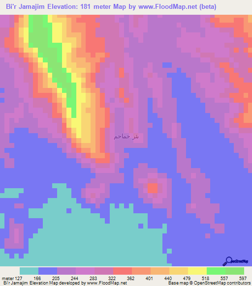 Bi'r Jamajim,Saudi Arabia Elevation Map