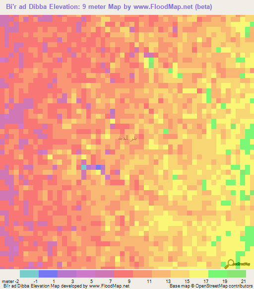 Bi'r ad Dibba,Saudi Arabia Elevation Map