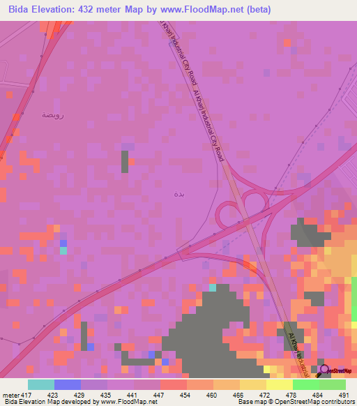 Bida,Saudi Arabia Elevation Map