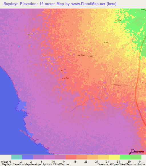 Baydayn,Saudi Arabia Elevation Map