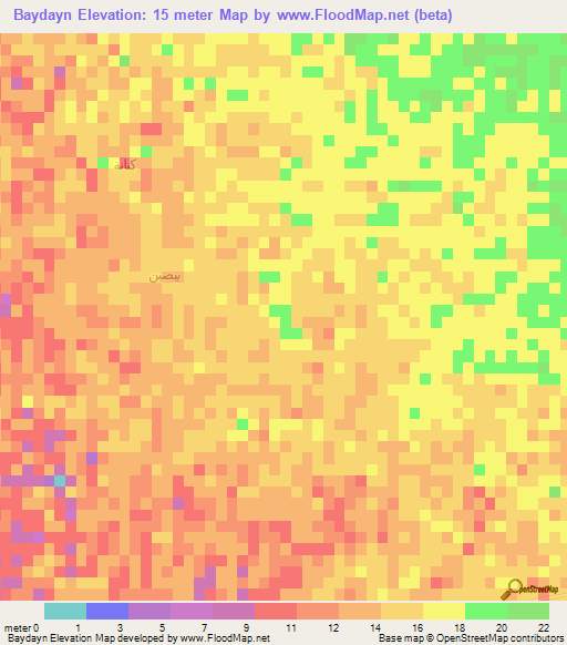 Baydayn,Saudi Arabia Elevation Map