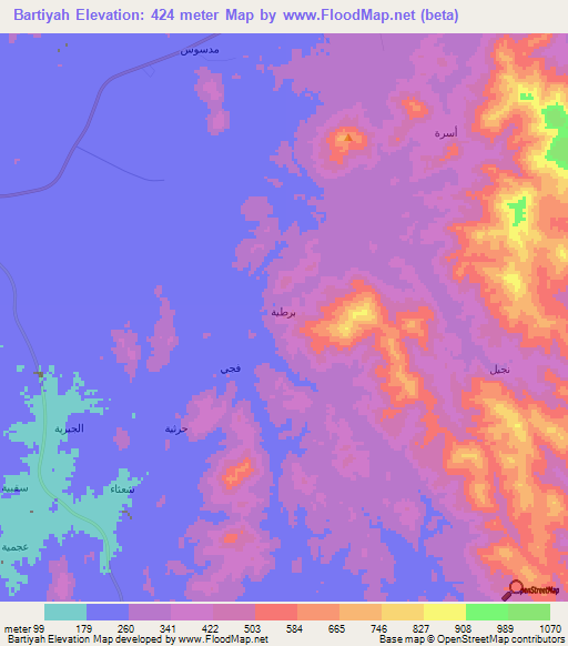 Bartiyah,Saudi Arabia Elevation Map