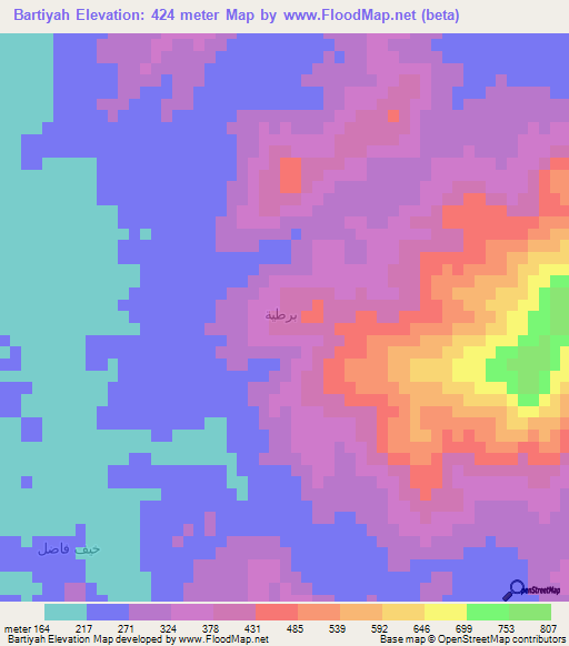 Bartiyah,Saudi Arabia Elevation Map