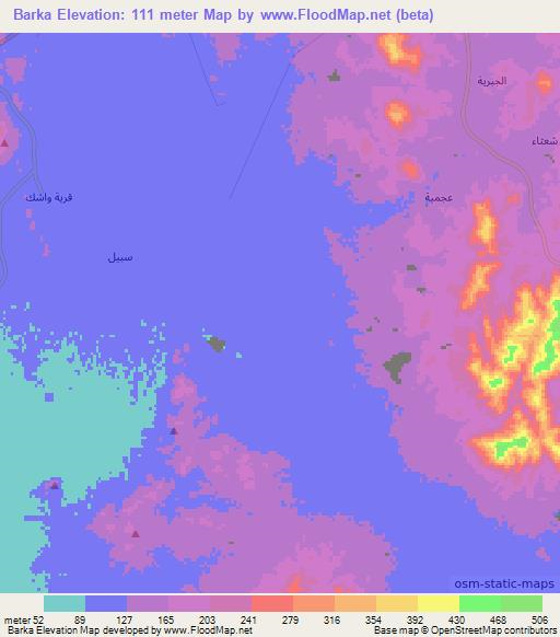 Barka,Saudi Arabia Elevation Map