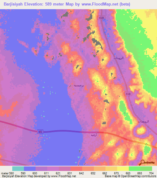 Barjisiyah,Saudi Arabia Elevation Map