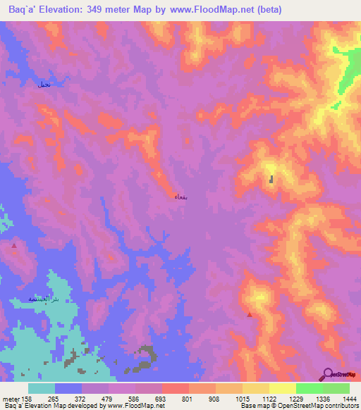 Baq`a',Saudi Arabia Elevation Map