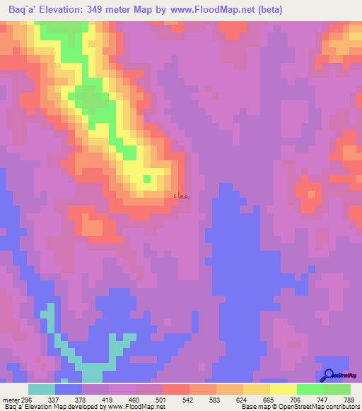 Baq`a',Saudi Arabia Elevation Map