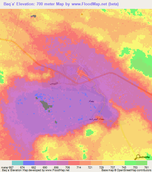 Baq`a',Saudi Arabia Elevation Map