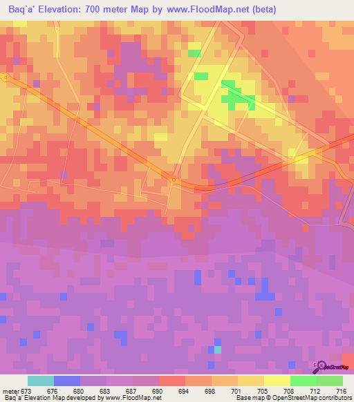 Baq`a',Saudi Arabia Elevation Map