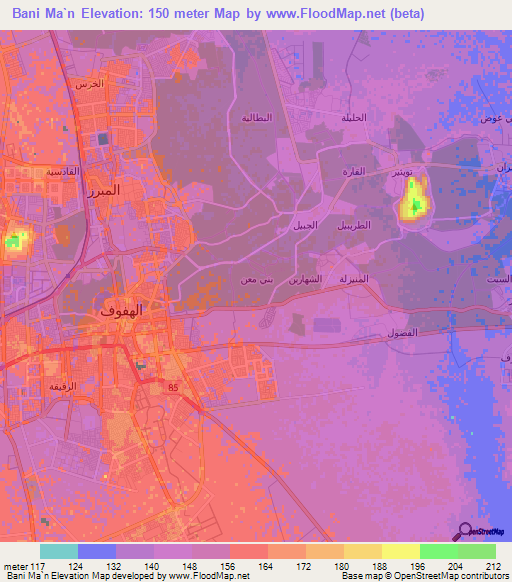 Bani Ma`n,Saudi Arabia Elevation Map