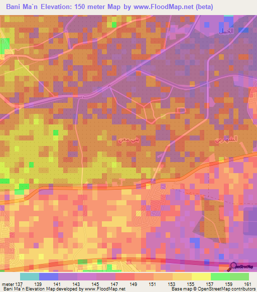 Bani Ma`n,Saudi Arabia Elevation Map