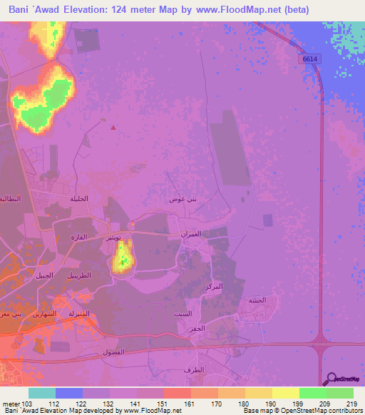 Bani `Awad,Saudi Arabia Elevation Map