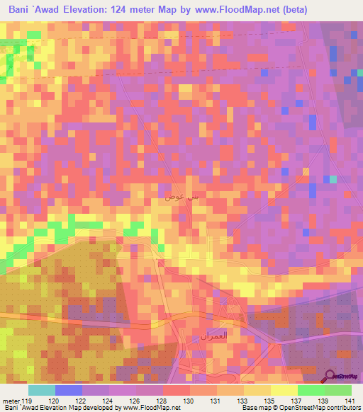 Bani `Awad,Saudi Arabia Elevation Map