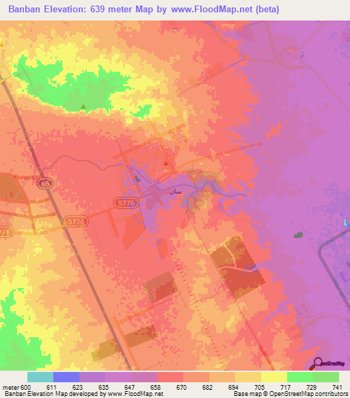 Banban,Saudi Arabia Elevation Map