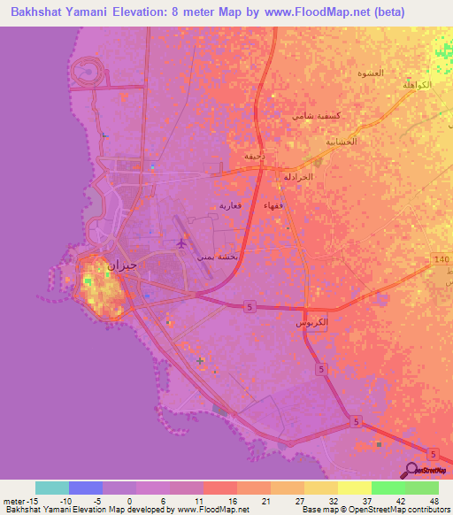 Bakhshat Yamani,Saudi Arabia Elevation Map