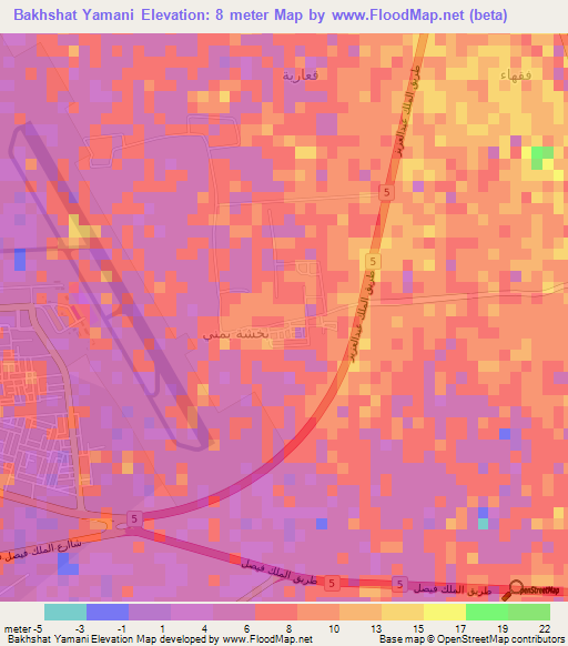 Bakhshat Yamani,Saudi Arabia Elevation Map