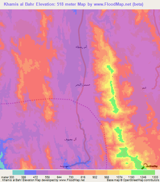 Khamis al Bahr,Saudi Arabia Elevation Map