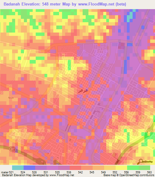 Badanah,Saudi Arabia Elevation Map