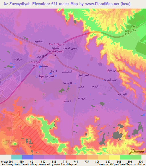 Az Zuwaydiyah,Saudi Arabia Elevation Map