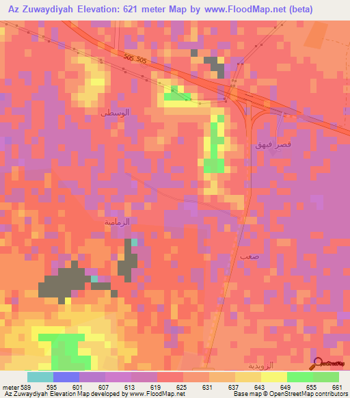 Az Zuwaydiyah,Saudi Arabia Elevation Map