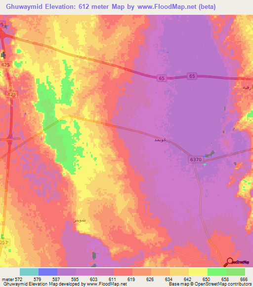 Ghuwaymid,Saudi Arabia Elevation Map