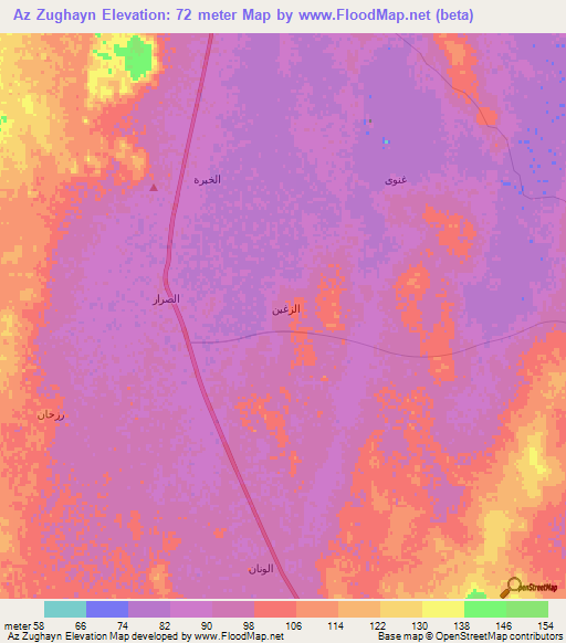 Az Zughayn,Saudi Arabia Elevation Map