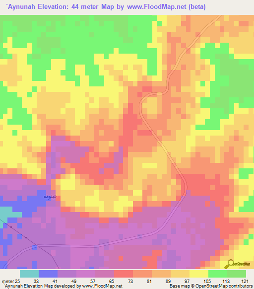 `Aynunah,Saudi Arabia Elevation Map