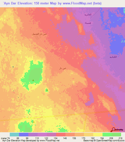 `Ayn Dar,Saudi Arabia Elevation Map