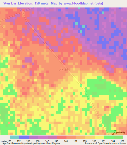 `Ayn Dar,Saudi Arabia Elevation Map