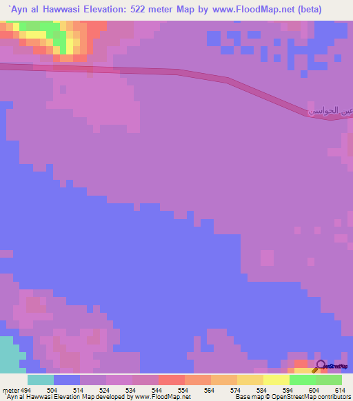 `Ayn al Hawwasi,Saudi Arabia Elevation Map