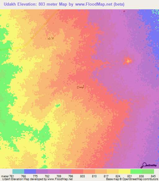 Udakh,Saudi Arabia Elevation Map