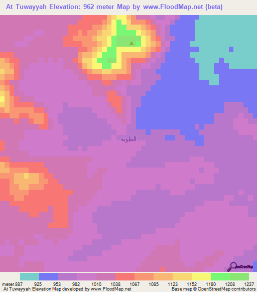 At Tuwayyah,Saudi Arabia Elevation Map