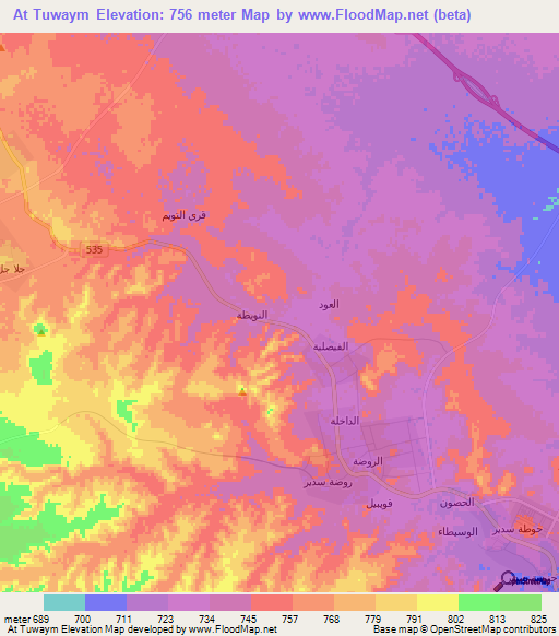 At Tuwaym,Saudi Arabia Elevation Map