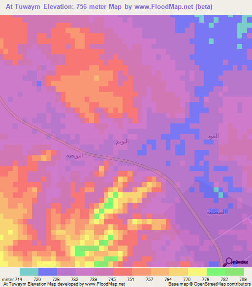 At Tuwaym,Saudi Arabia Elevation Map