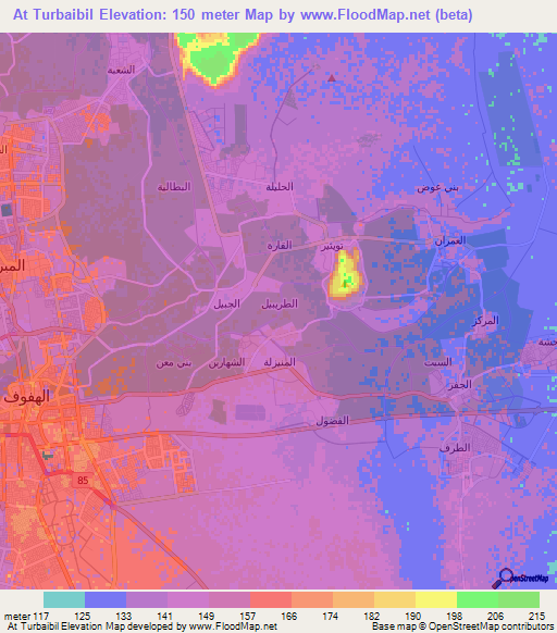 At Turbaibil,Saudi Arabia Elevation Map