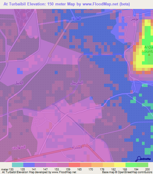 At Turbaibil,Saudi Arabia Elevation Map