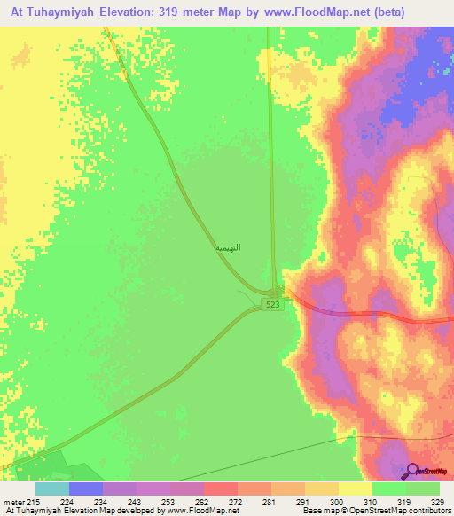 At Tuhaymiyah,Saudi Arabia Elevation Map